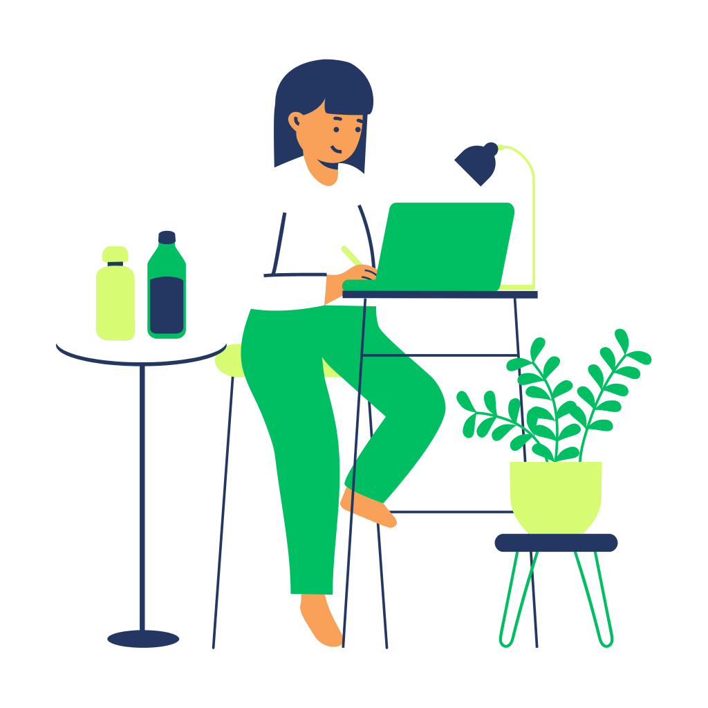 A lady working remotely